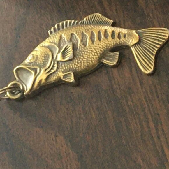 Other - Vintage Brass North American Fishing Club Key Chain Bass Fish USA Charm Only